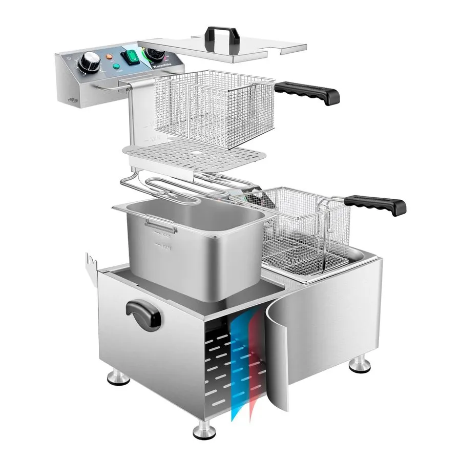 Фритюрница Deep Fryer Commercial Deep Fryers With Basket13Lx2 13.7Qt x 2 Thicken