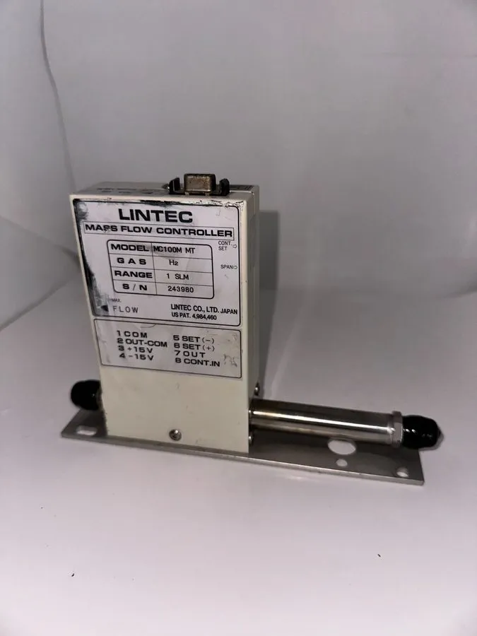 Контроллер LINTEC Mass Flow Controller MC-100 (MC100M MT) H2 1 SLM ±15V — фото лота 1