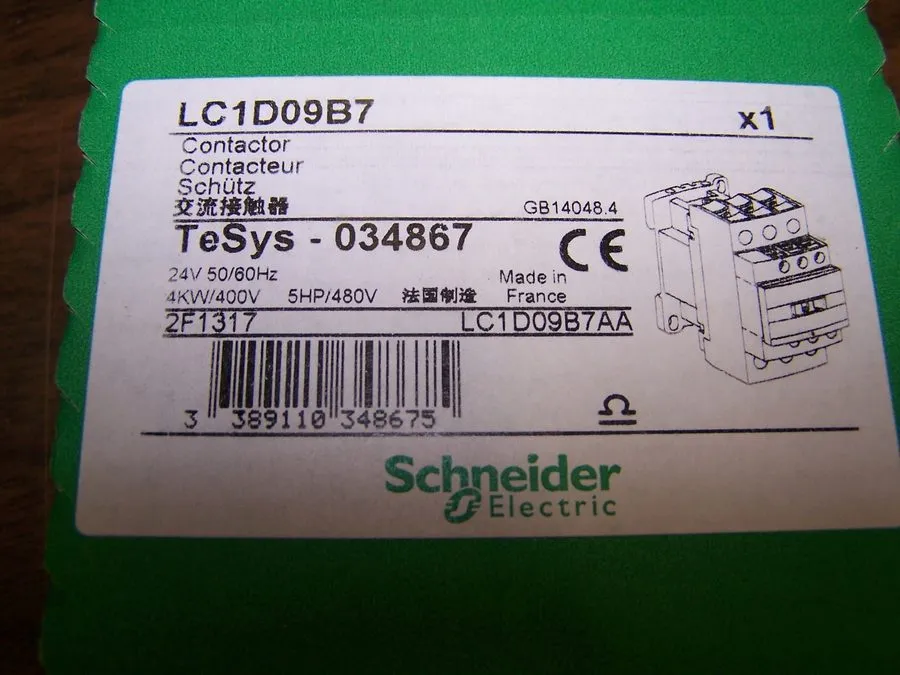 Контактор Schneider Electric LC1D09B7 TeSys D Contactor 3P 9A 4kW Coil 24V AC 50