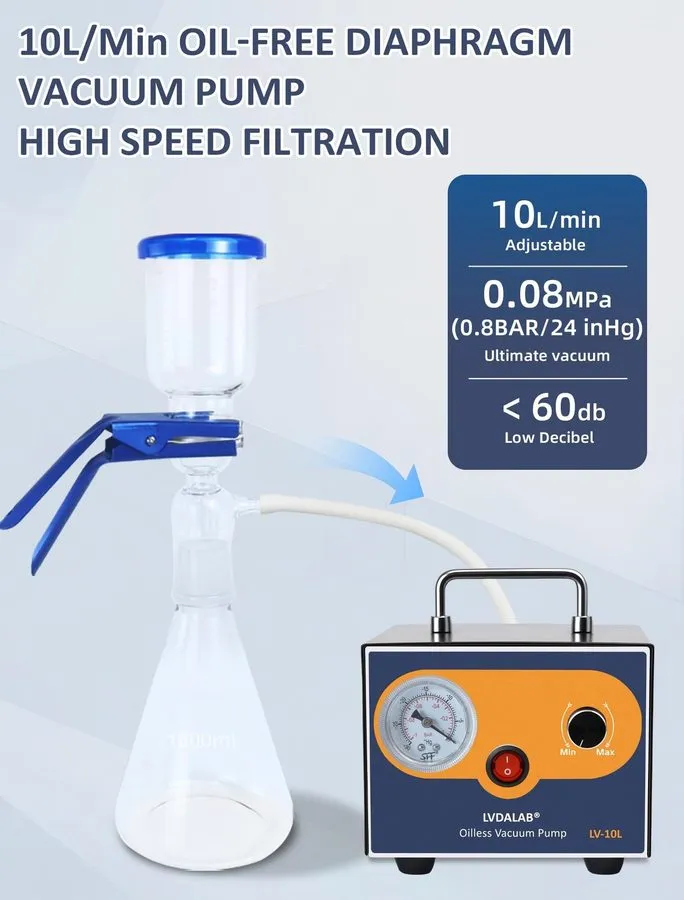 Насос LABFISH Lab Vacuum Pump Portable Oilless Diaphragm Vacuum Filtration 10L/m