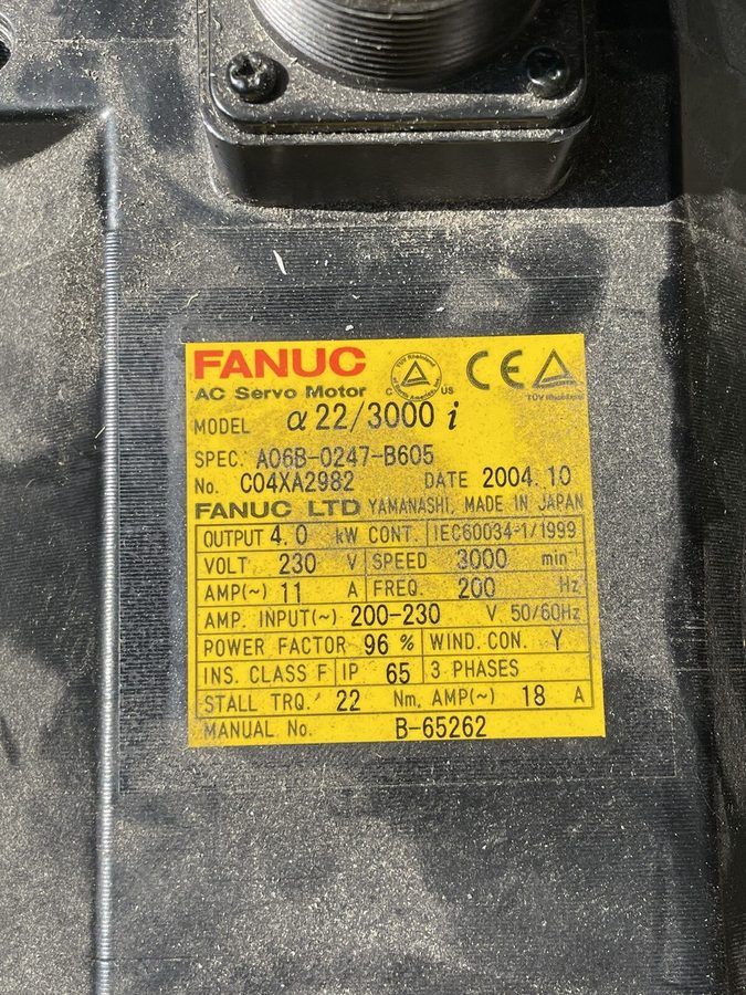 Серводвигатель Fanuc A06B-0247-B605 4kW 3000RPM 230VAC 3 Phase AC Servo Motor — фото лота 1