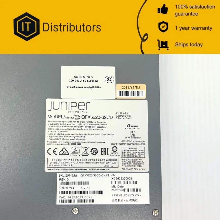 Коммутатор Juniper QFX5220-32CD-AFO