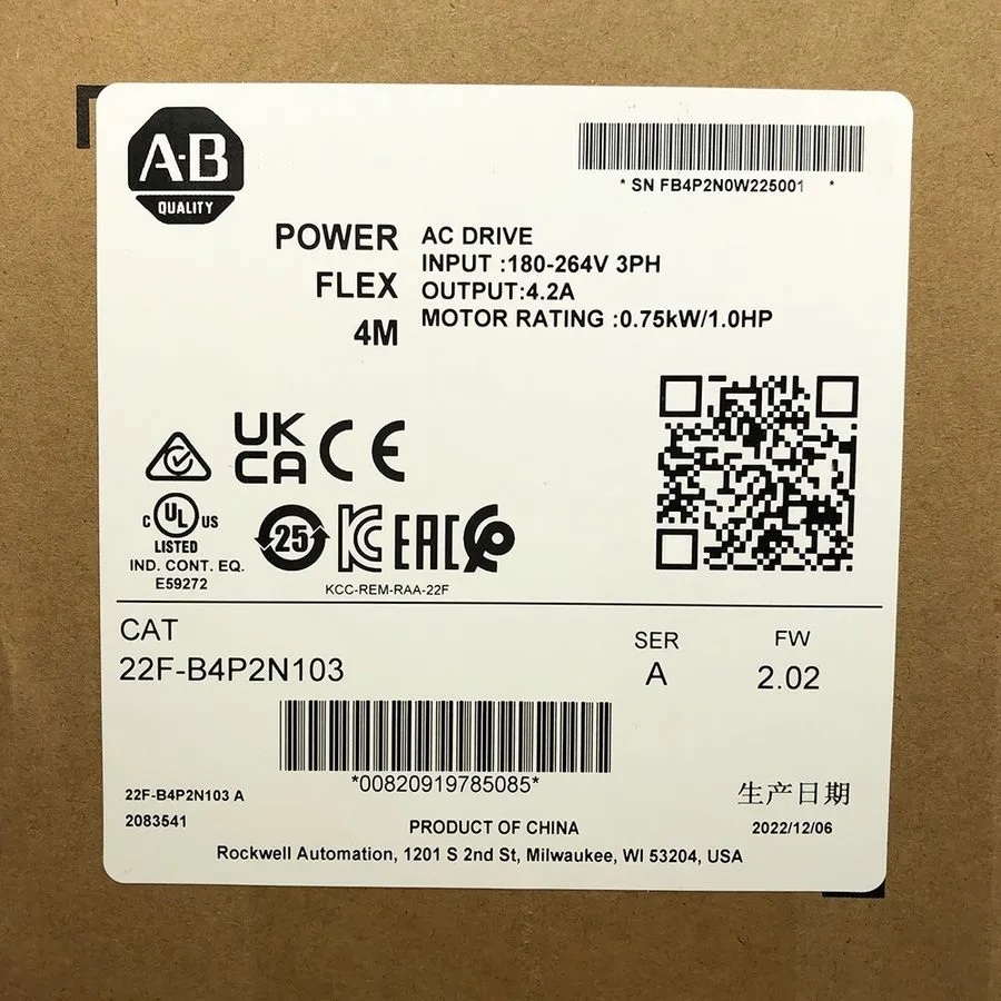 Частотный преобразователь 22F-B4P2N103 Allen-Bradley PowerFlex4M 0.75kW(1 HP) AC