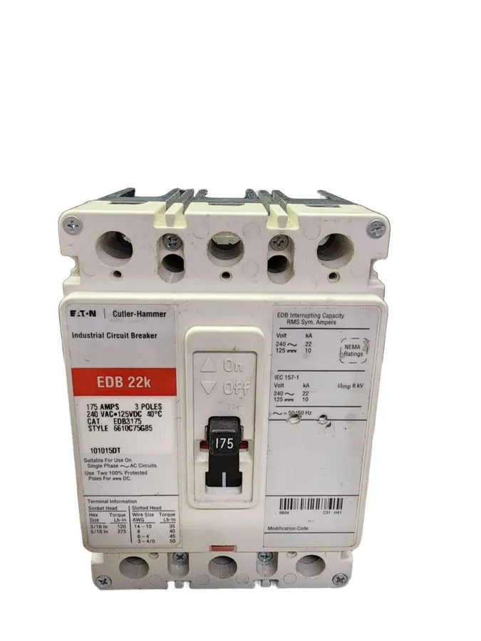 Автоматический выключатель Eaton EDB3175 Circuit Breaker 175A 3‑Pole 480V 22kA S