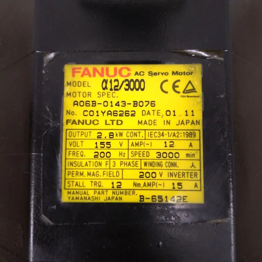 Серводвигатель FANUC α12/3000 AC Servo Motor 2.8kW 155V 12Nm 3000RPM A06B-0143-B