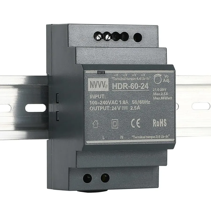 Блок питания Mean Well HDR-60-24 Ultra Slim DIN Rail Power Supply 100~240VAC to