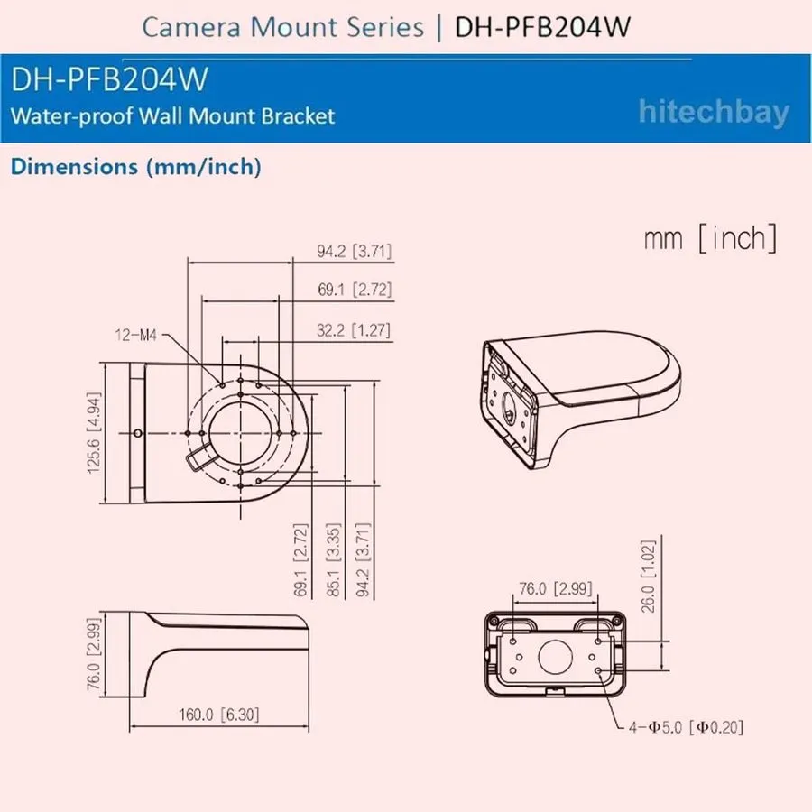 Камера PFB204W Wall Mount Bracket Aluminum Alloy Waterproof