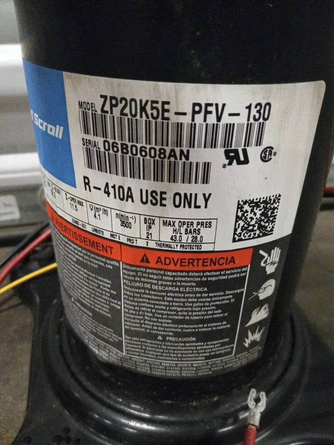 Компрессор Copeland ZP20K5E-PFV-130 Scroll Compressor 2 Ton 208-230V 1PH 20000 B