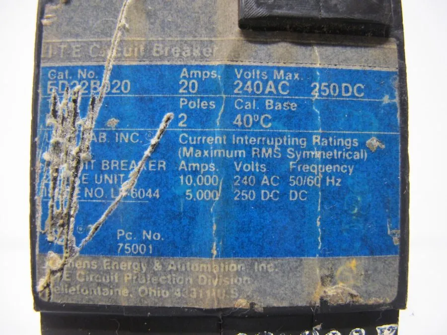 Автоматический выключатель Siemens ITE Sentron Series ED22B020 2 Pole 20 Amp Typ