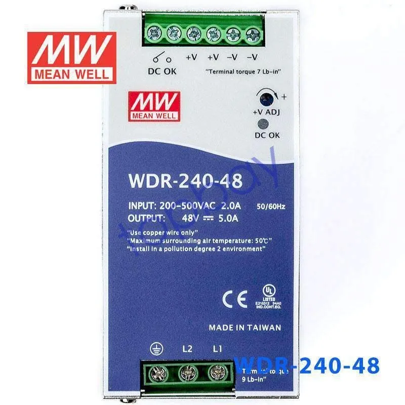 Блок питания WDR-240-48 Single Output Industrial Power Supply 240W 48V DIN Rail — фото лота 2