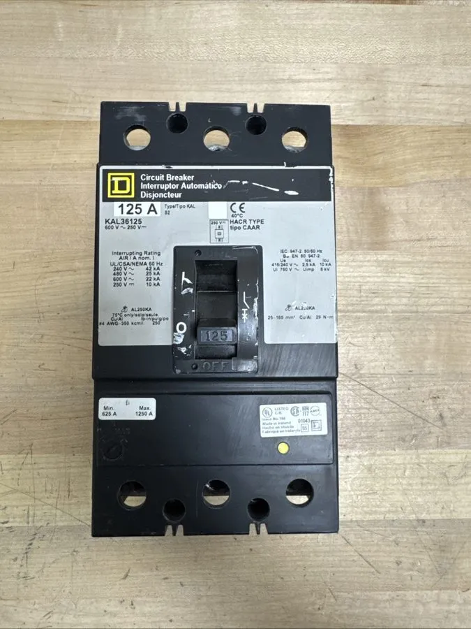 Автоматический выключатель SQUARE D Circuit Breaker KAL36125 600VAC 125 amp 25kA