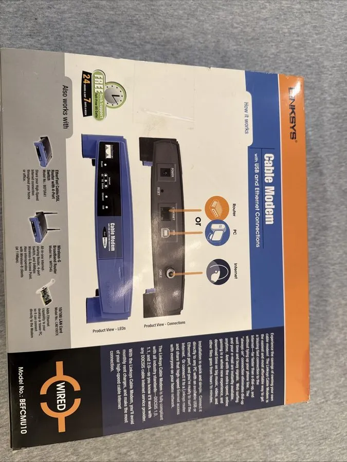 Маршрутизатор LINKSYS Cable Model with USB & Ethernet Connections Model BEFCMU10 — фото лота 1