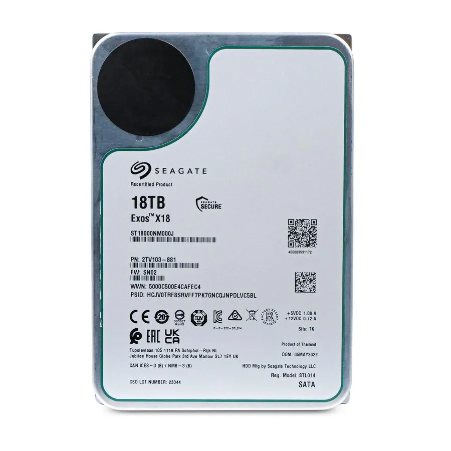 Жёсткий диск ST18000NM000J Seagate Exos X18 3.5" 18TB SATA 6Gb 7.2K Enterprise H