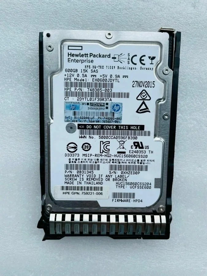 Жёсткий диск HPE 759212-B21 759548-001 HP 600GB 12Gb/s 15K SFF 2.5" SAS SC HDD H