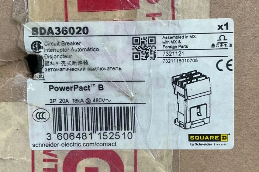 Автоматический выключатель Square D BDA36020 3 Pole 20 Amp 18KA@480V PowerPact C