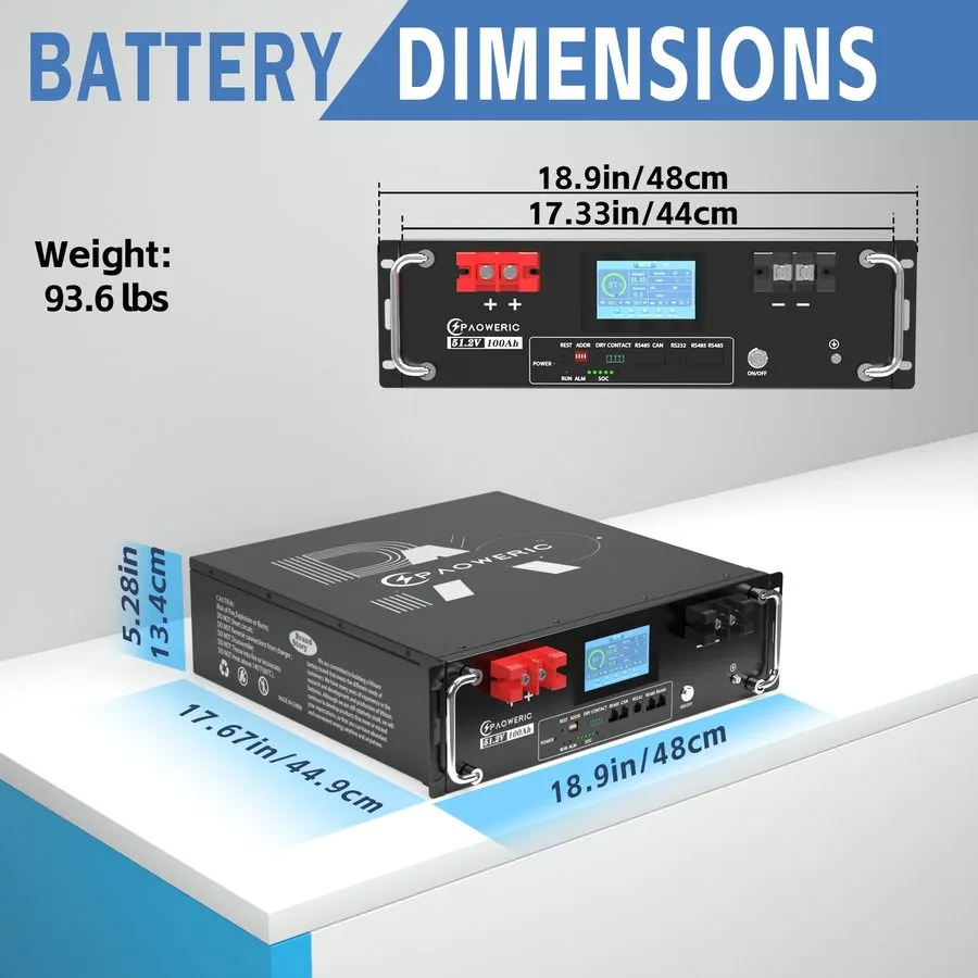 Батарея 48V 135Ah 3U 5120W Server Rack Lithium Battery 100A BMS Supports CAN/RS2 — фото лота 1