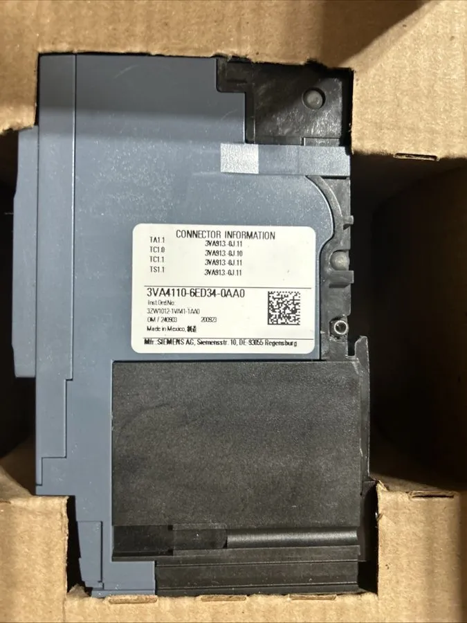 Автоматический выключатель Siemens 3VA110-6ED34-0AA0 100 Amp 480 Volt 3 Pole Cir — фото лота 1