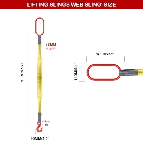 Строп 6T/13227 lbs 4.92ft 2.17in Chain Sling Polyester Lifting Sling with 4 Hook — фото лота 2