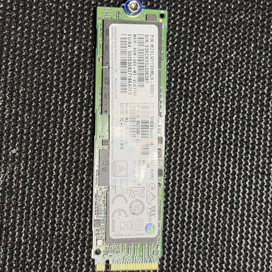 SSD-накопитель Samsung PM961 1TB NVMe M.2 2280 PCIe SSD MZ-VLW1T00 96% Health
