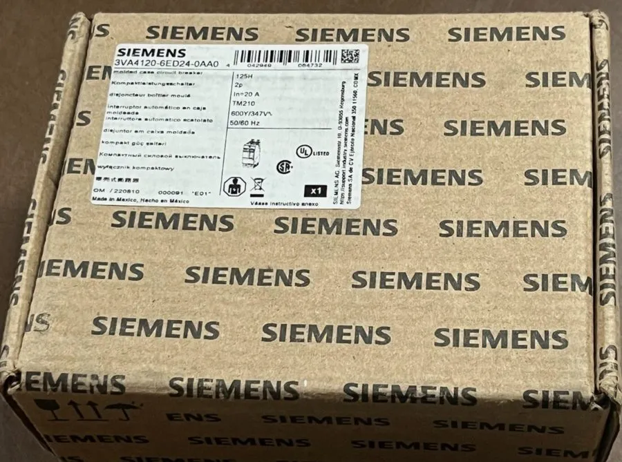 Автоматический выключатель Siemens 3VA4 3VA4120-6ED24-0AA0 2 Pole 20 Amp 600V Ci