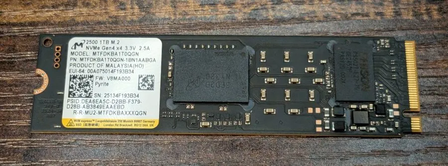 SSD-накопитель Micron 2500 1TB M.2 NVMe PCIe Gen4 x4 Internal SSD MTFDKBA1T0QGN — фото лота 2