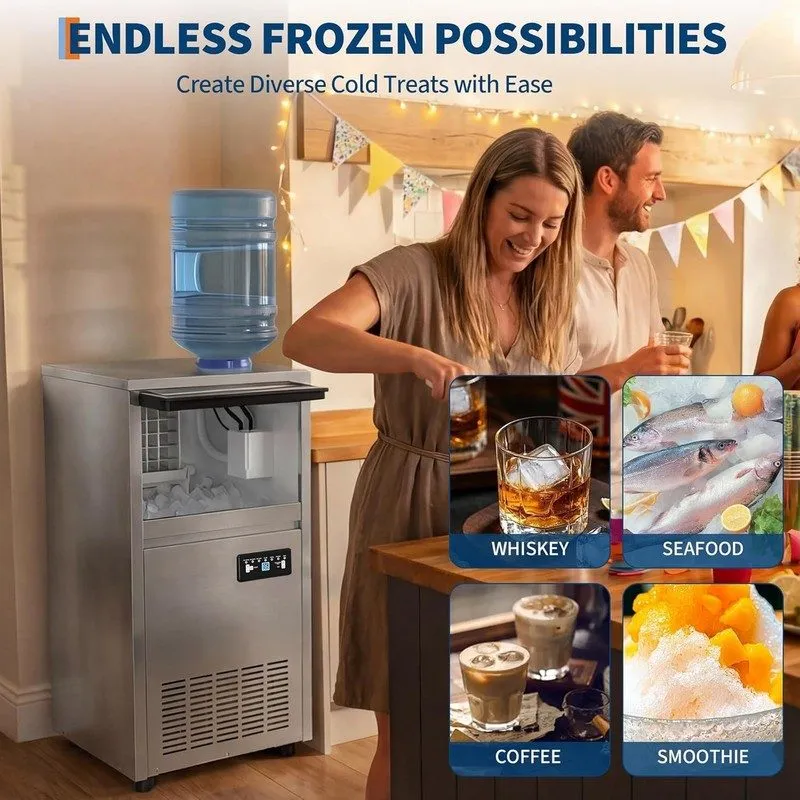 Льдогенератор VEVOR Commercial Ice Maker 100 lbs/24h Ice Machine 16-30 lbs Stora