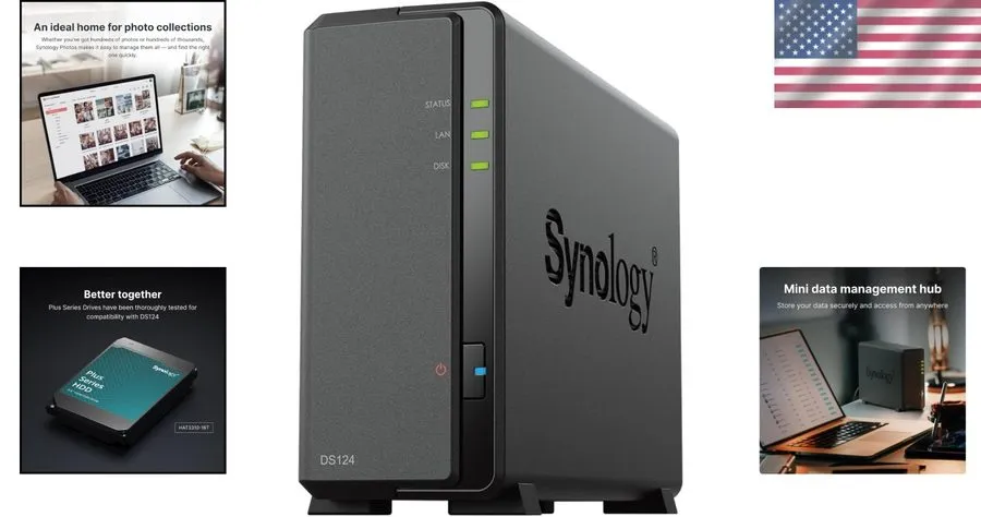 Сетевое хранилище Synology 1-bay DiskStation DS124 (Diskless)