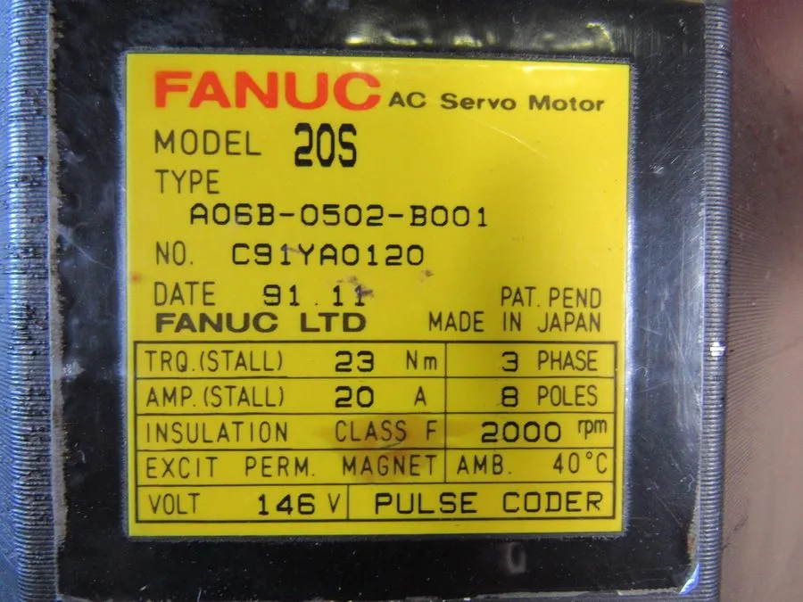 Серводвигатель Fanuc 23Nm AC Servo Motor Model 20S Type A06B-0502-B001