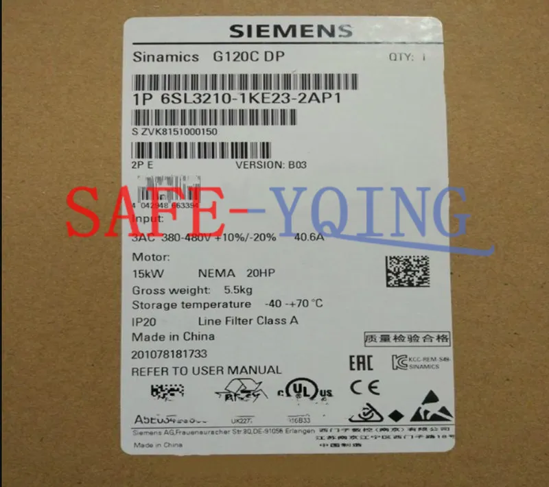 Частотный преобразователь Siemens SINAMICS G120 6SL3210-1KE23-2AP1