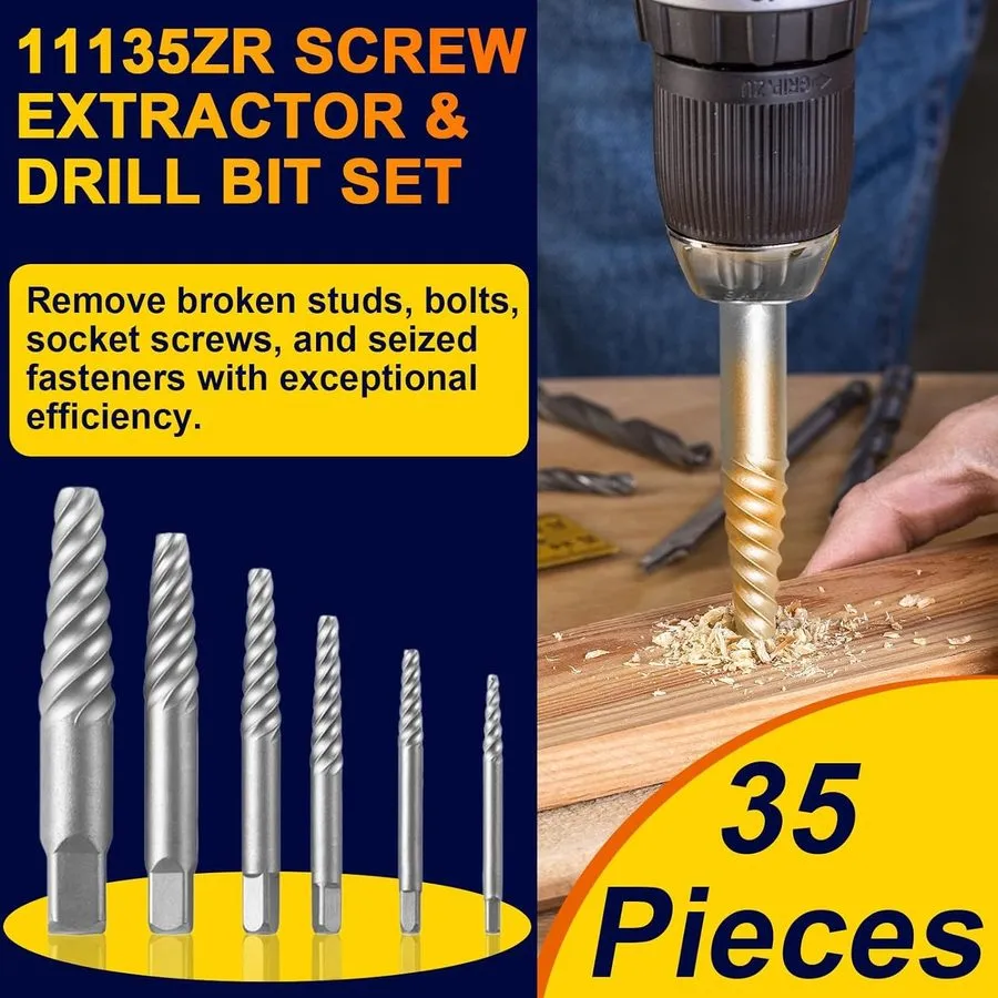 Режущий инструмент 35-Piece Screw Extractor and Drill Bit Set 11135ZR Remove Bro — фото лота 1