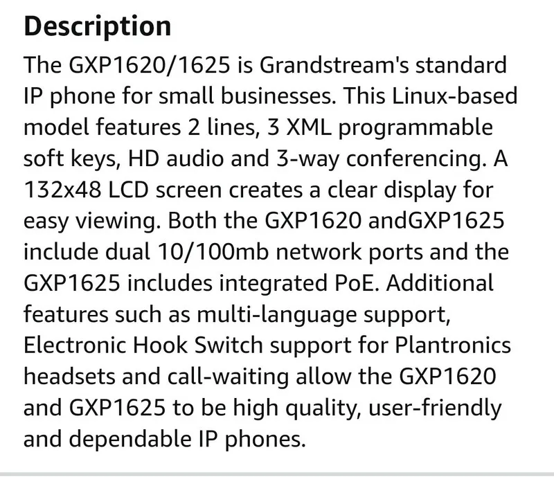 IP-телефон Grandstream GXP1620/1625 Small Business HD IP Phone Black