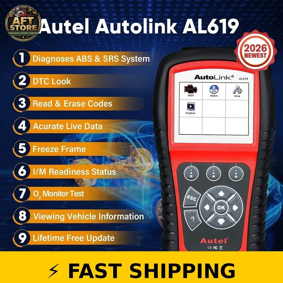 Диагностический сканер Autel AutoLink AL619 OBD2 Scanner, 2026 ABS SRS Warning L