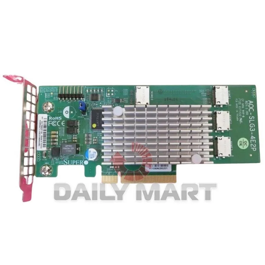 Кабель Supermicro AOC-SLG3-4E2P PCIe Add-On Card 6.4GB/s Quad-Port Gen-3 NVMe HB