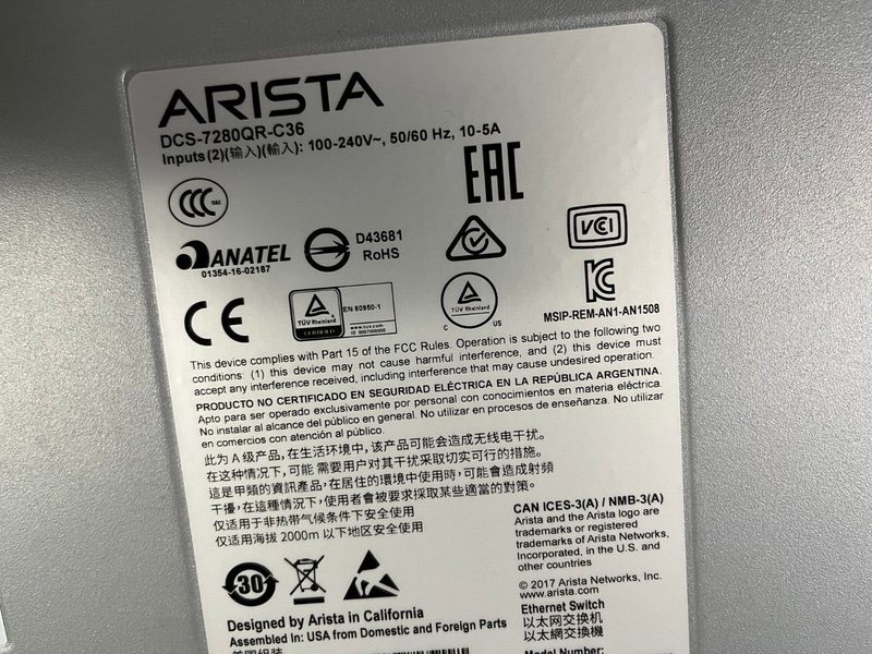 Коммутатор Arista DCS-7280QR-C36-F 24 Port 40GB QSFP+ 12 Port 100GB Front to Bac
