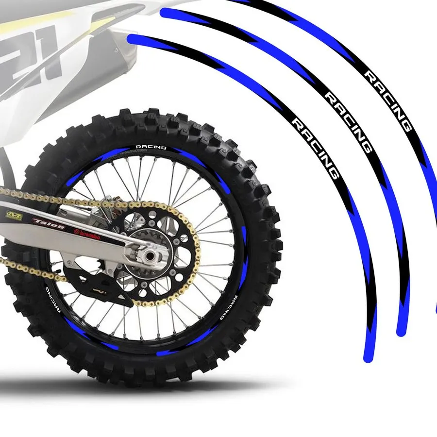 СХД для Honda CRF250L 17 18 19 20 21/18 inch MX Dirt Bike Blue Wheel Stickers R0 — фото лота 2