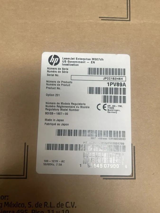 Лазерный принтер HP LaserJet Enterprise M507dh Monochrome Laser Printer — фото лота 2