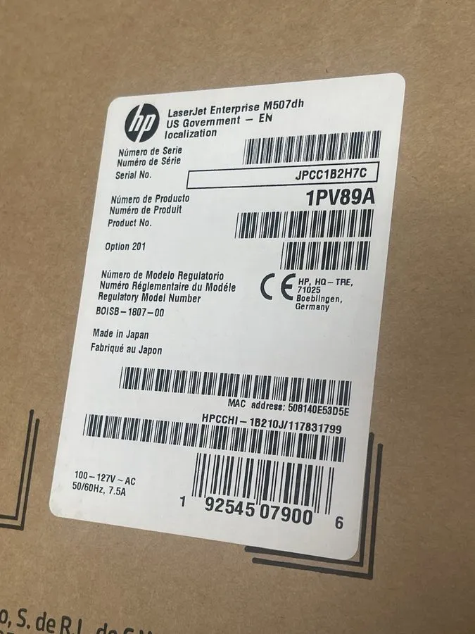 Лазерный принтер HP LaserJet Enterprise M507dh Monochrome Laser Printer — фото лота 3