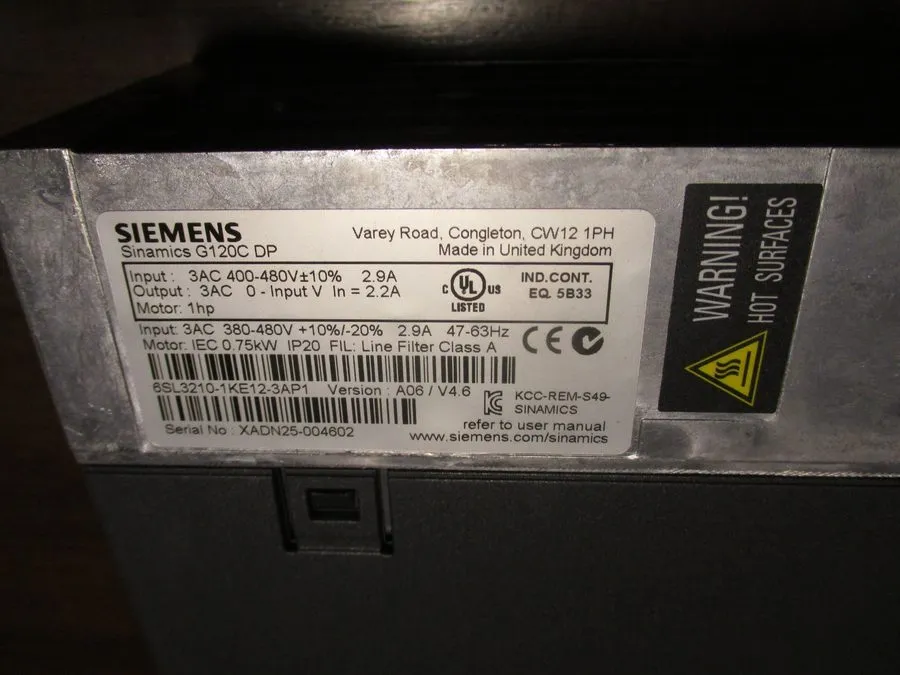 Частотный преобразователь SIEMENS SINAMICS G120CDP, 1HP VARIABLE SPEED DRIVE — фото лота 2