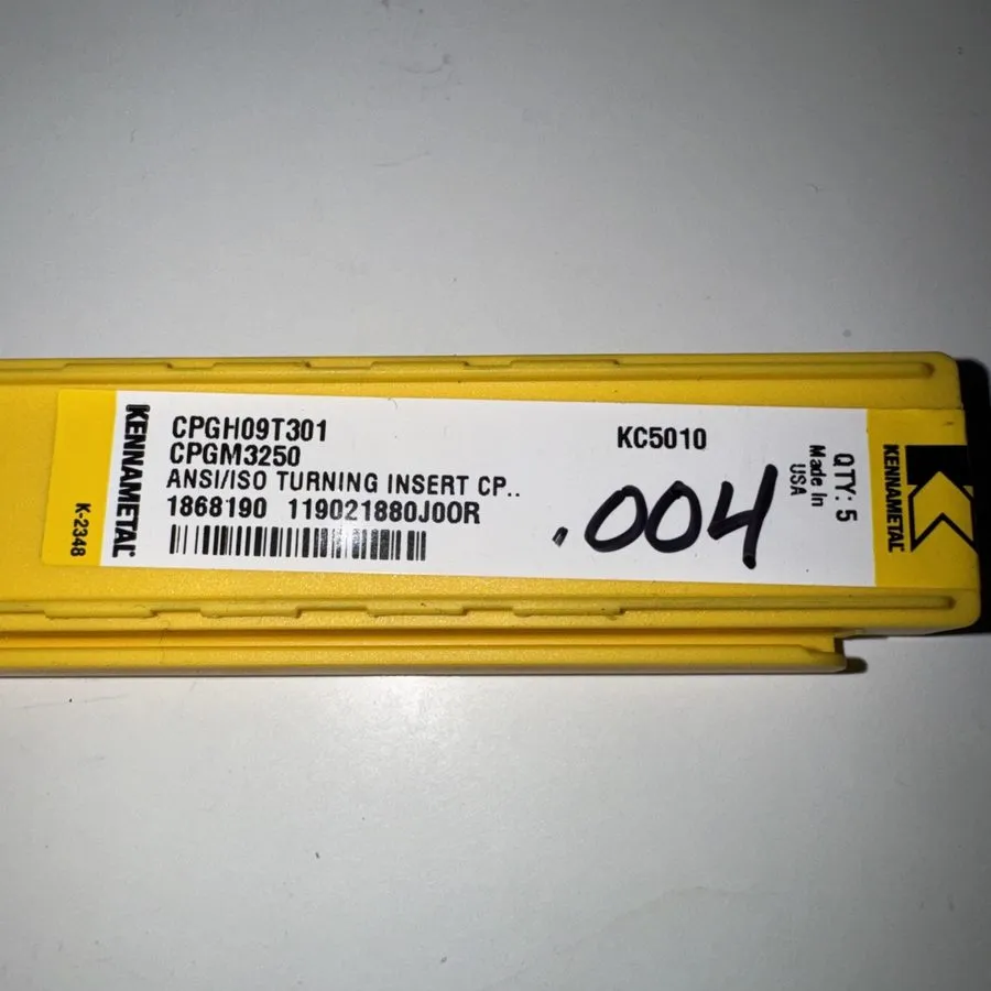 Режущий инструмент Kennametal CPGH09T301 KC5010 ANSI/ISO Carbide Turning Insert