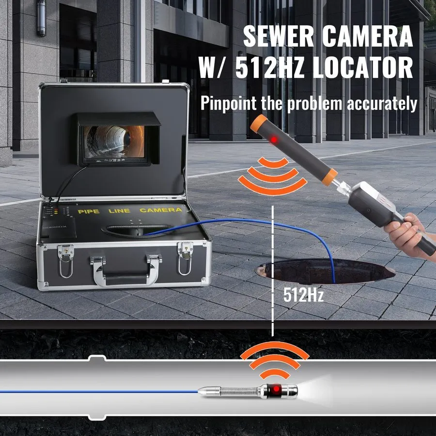 Камера для телеинспекции труб 9" Monitor 40M Pipe Inspection Camera IP68 HD 1000