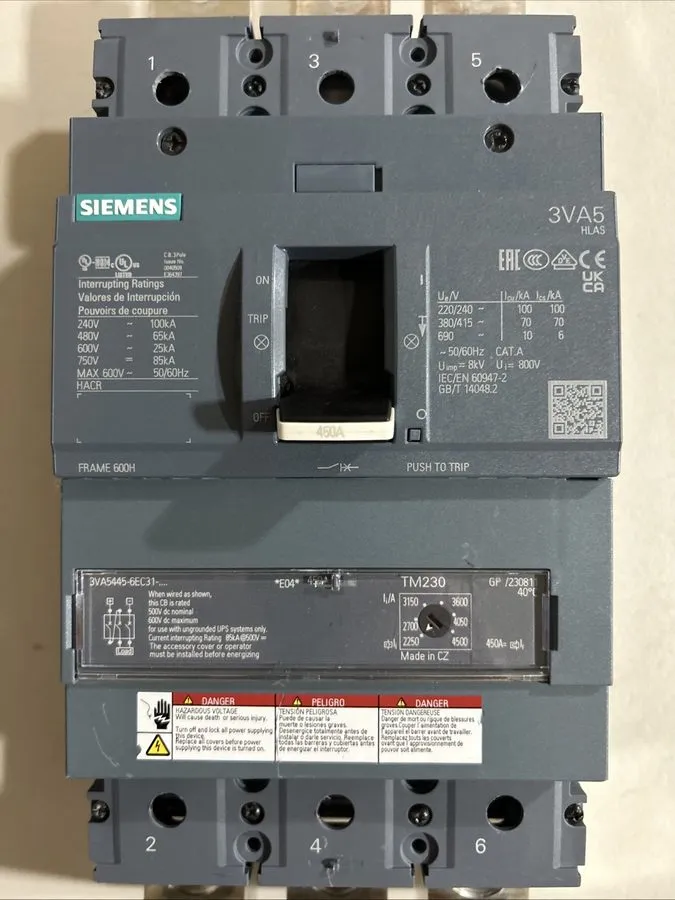 Автоматический выключатель Siemens 3VA5445-6EC31 Circuit Breaker 3POLE 450Amp 60 — фото лота 2