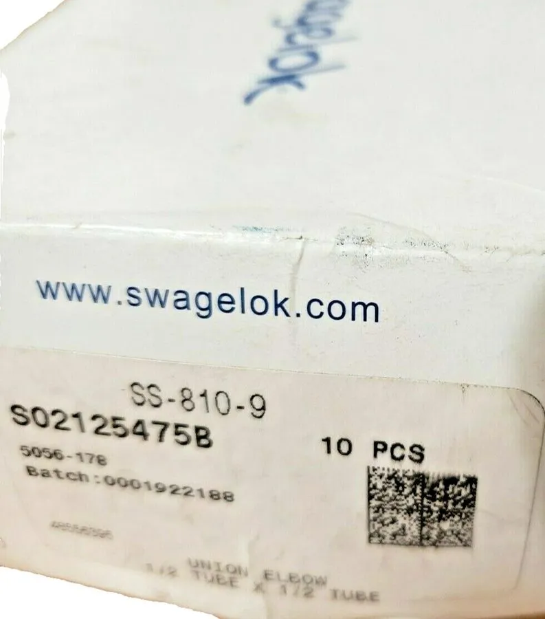 Фитинг 1 Swagelok Stainless Steel Elbow Fitting, 1/2" OD Tube, SS-810-9