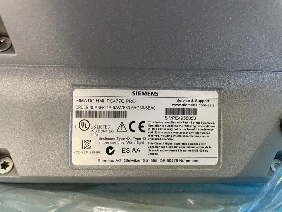 Панель оператора SIEMENS 6AV7883-6AG30-6BA0 SIMATIC TOUCH SCREEN PC HMI PANEL 1-