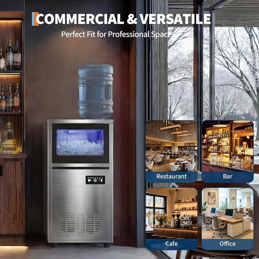 Льдогенератор VEVOR Commercial Ice Maker 100 lbs/24h Ice Machine 16-30 lbs Stora
