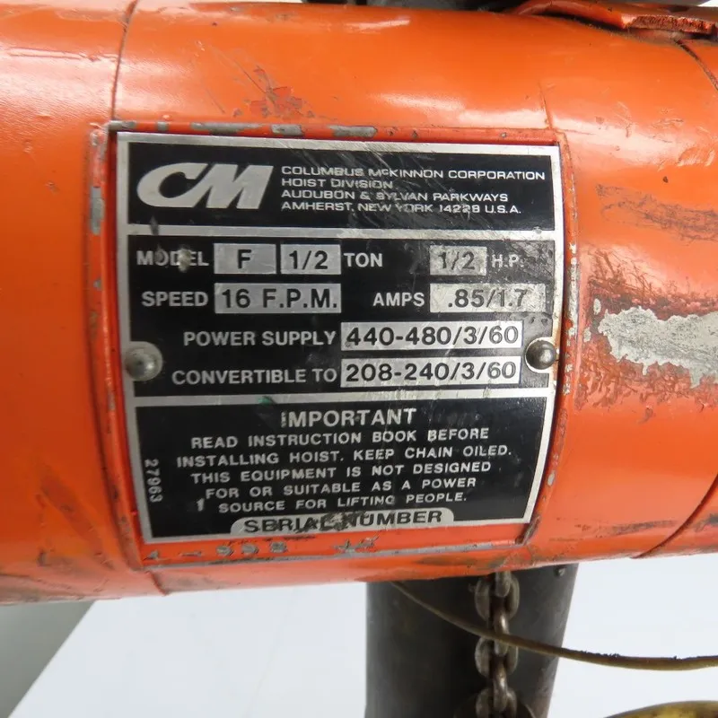 Таль Dayton 3YE18 1 Ton 2000Lb Electric Chain Hoist 20' Lift 16Fpm 460V 3Ph Trol