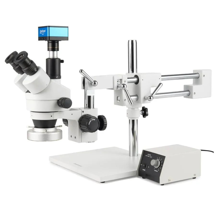 Микроскоп AmScope 7X-135X Trinocular Stereo LED Microscope+2-Arm Boom+4K 8MP HDM