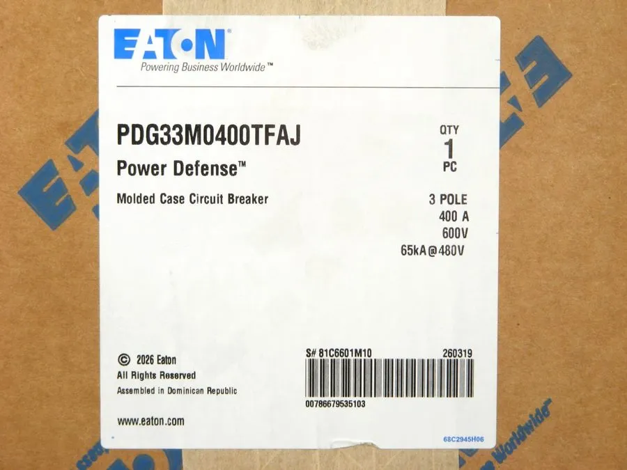 Автоматический выключатель EATON PDG33M0400TFAJ MOLDED CASE CIRCUIT BREAKER 400