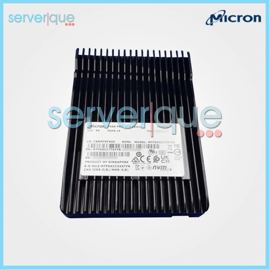 SSD-накопитель Micron 7450 Pro 7.68TB PCIe Gen4 NVMe U.3 2.5" Enterprise SSD MTF