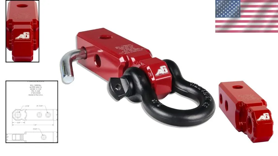 Такелажная скоба Red 2" Hitch Shackle Block 13000lb Aluminum, USA Made, D-Ring I