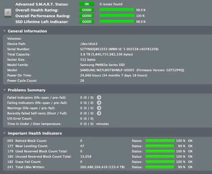 SSD-накопитель Samsung PM863a 3.84TB SATA SSD 6Gbps 2.5in 90% Health- MZ7LM3T8HM